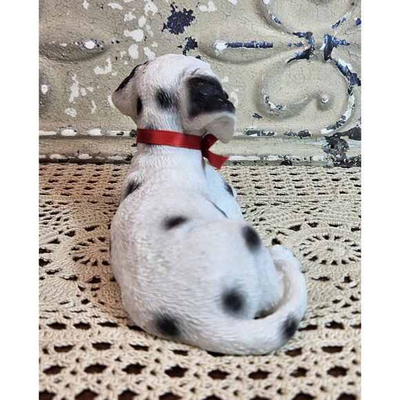 Adorable Dalmatian Puppy Dog Figurine Shelf Sitter White Spotted Red Bowtie - Picture 4 of 8